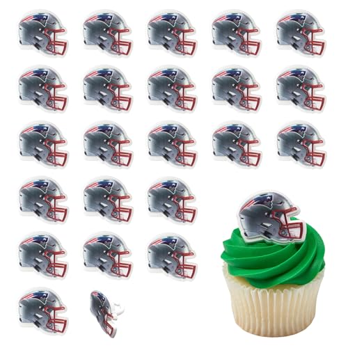 DecoPac NFL New England Patriots Helmet Rings 24 Football Cupcake Decorations Officially Licensed Football Rings Food Safe Cake Toppers 24 Pack
