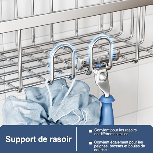 jockcaras Étagère De Douche Suspendue En Acier Inoxydable SUS304, Argentée – vue 3