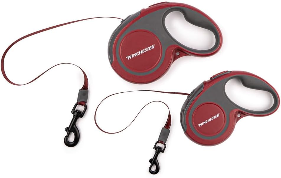 Winchester Pet Tangle-Free Retractable Dog Leash 16 ft, One Handed Brake, for Large Dogs up to 110 Pounds, Red