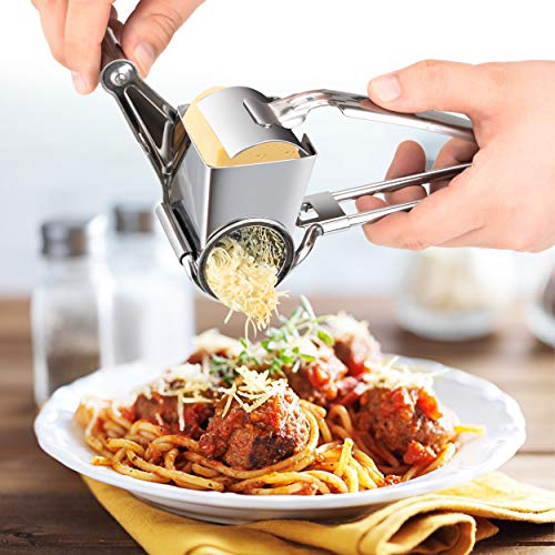 Nurch Rotary Cheese Grater, Stainless Steel Cheese Shredder Cutter With 3 Sharp Drums, Handheld Cheese Grater For Parmesan Chocolate, Nuts And Almonds #TOP5