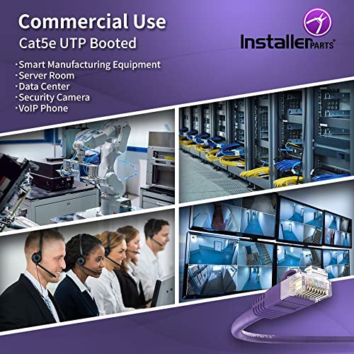 Installerparts (10 Pack Ethernet Cable Cat5E Cable Utp Booted 5 Ft - Purple - Professional Series - 1Gigabit/Sec Network/Internet Cable, 350Mhz #TOP3