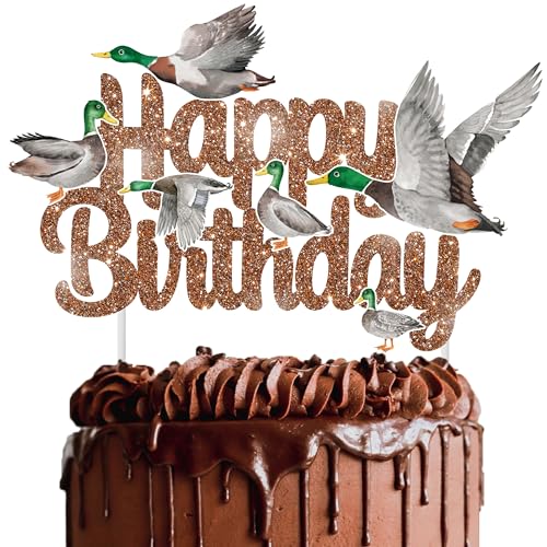 Mallard Duck Cake Topper Mallard Duck Happy Birthday Cake Topper Duck Hunting Birthday Decoration for Duck Theme Birthday Party Supplies