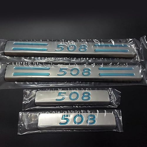 michenggg 4PCS Stainless Steel Car Door Sill Protector for Peugeot 508, Anti-Slip Kick Plates Scuff Guard Threshold Welcome Pedal Strips
