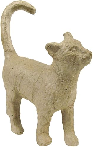 Décopatch - Ref AP583O - Small Cat - Papier Maché Object to Decorate - 11 x 3.5 x 12cm - Decorate with Décopatch Papers & PaperPatch Glue, Glitter, Paints