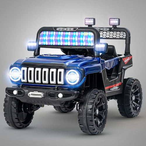 Image of Baybee 4x4 Battery Operated Jeep for Kids, Ride on Toy Baby Car with LED RGB Light & Music, Rechargeable Electric Jeep, Big Battery Car for Kids (Turbo Trek, Turbo Trek Blue)