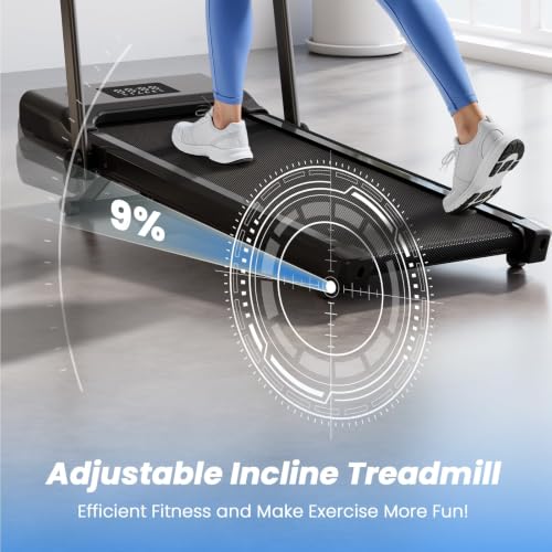 Walking Pad Treadmill with Handle,9% Manual Incline 3-in-1 Folding Treadmills for Home Small Space,3.0HP Quiet Under Desk Treadmill with Remote & APP Control,300LB Capacity LED Display by Lacuffy - Used condition - Image 2