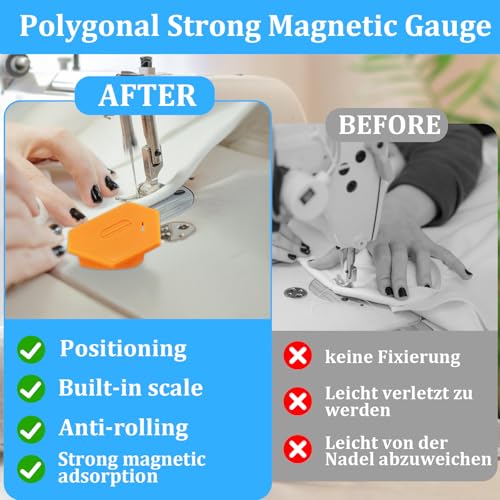 Magnetische Nahtführung Magnetischer Nahtführer, 2 Stück Magnet Nahtführung, Nähmaschinen-Beratungstools, Nähzubehör Für Nähmaschine, Multifunktions Nähmaschinen Befestigungslehren