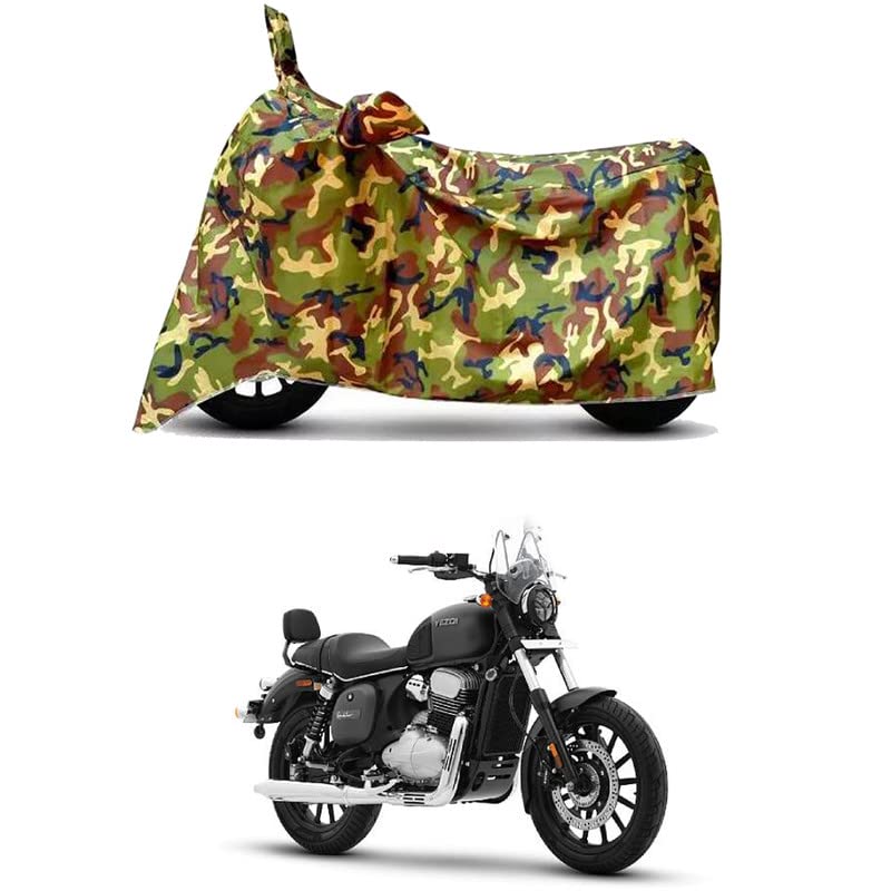 Image of Waterproof 100% PVC Coated Bike Scooty Two Wheeler Body Cover Compatible for Yezdi Roadster Smoke /UV-Rays /Heat Protection /Birds Dropping /Scratchproof /Dust Proof [6X6 Jungle Print]