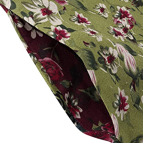 Jumaocio Women's Summer Casual Dresses Round Neck Short Sleeve Printed Holiday Bohemian Loose Maxi Dress(Green,Xl) #TOP4