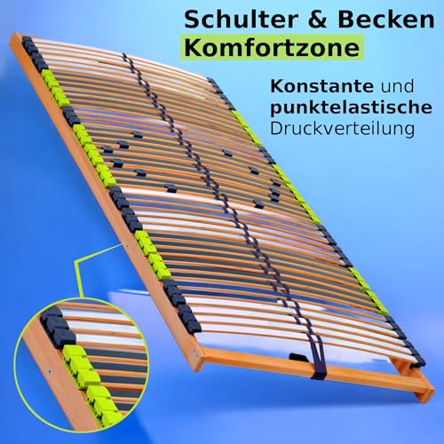 DaMi 7-Zonen Lattenrost Relax NV 100x200cm I mit 6 Härtestufen, Made in Germany, Buche & Birke, 42 Federholzeisten, Bett Lattenrahmen zur Selbstmontage, Bettrost extrem hochwertig & stabil – Bild 5