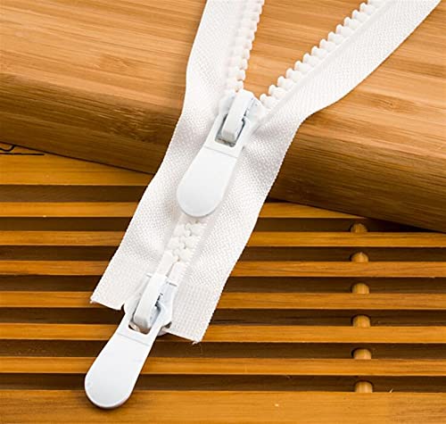 Lfang-Cremalleras 15# Doble apertura negro negro resina cremallera abrigo abrigo abrigo abrigo doble deslizadores, Duradero en uso(White double slider,100cm)