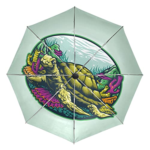 Parapluie coupe-vent tortue de mer automatique contre les tempêtes