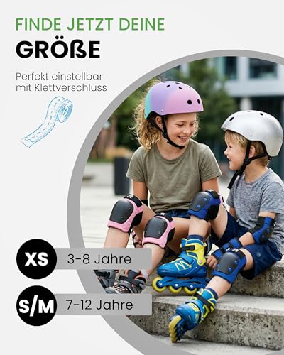 99FLIPS Schoner Inliner Kinder Knieschoner Kinder - Inliner Schoner Set - Schutzausrüstung - Knie und Ellenbogenschützer - Slide - Größe SM Black Rainbow - Skateboard, Scooter, Rollschuhe