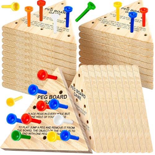 Skylety 24 Pack Triangle Peg Games Wooden Board Table Game, Multicolor