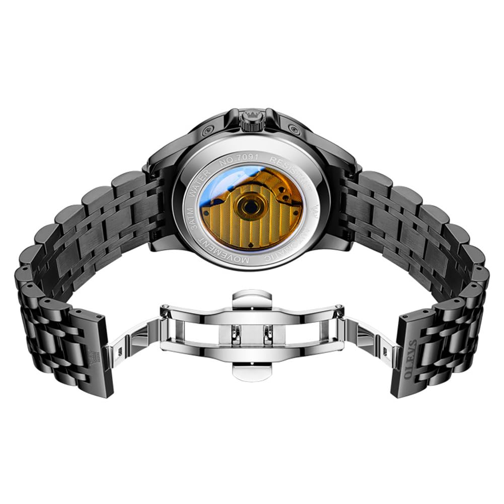OLEVS Automatic Watches for Men Luxury Skeleton Multi-Function Mechanical Watch Self Winding Date Waterproof Luminous Mens Watch
