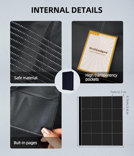 Image of Premium 16 Pocket Card Binder, Holds 1024 Cards for MTG TCG Sports Game Cards(Blue,16 Pocket) | Large-capacity side-loading binder with zipper. No-ring design holds 1024 cards in clear pockets.