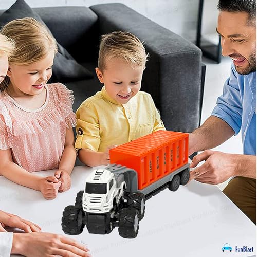 Image of FunBlast Container Truck Toy for Kids - Push & Go Friction Power Container Truck Toy for Kids, 1:43 Scale Model 4X4 Drive Die-Cast Metal Truck Toys for 3+ Year Old Boys & Girls (Style-B)