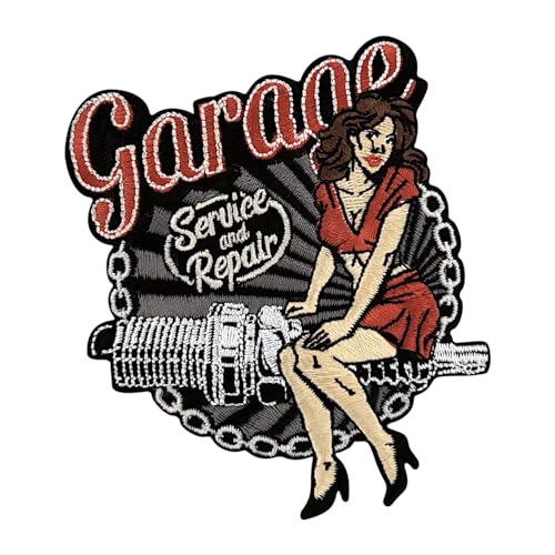 Urbanski Patch Pin Up Girl retro vintage Biker parche bordado termoadhesivo 9,8 x 9 cm | Aplique para planchar o coser