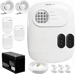 Kit Central de Alarme Anm 24 Net Intelbras + 3 Sensores Ivp 2000 Sf + Bateria + Sirenes + Cabo