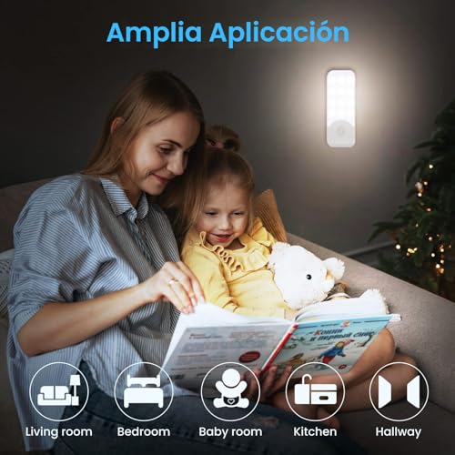 Miniatura 4 de Lámpara Nocturna Recargable con Sensor Movimiento (2 PCs con 24 LED), Luces con 3 Modos, Luz Cálida para Armario, Gabinete, Pasillo, Escalera, Sótano, Cocina, Garaje