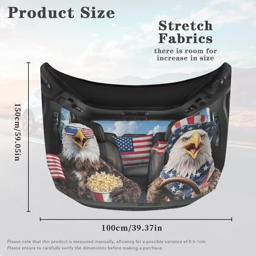 Image of Cute American Eagle Car Hood Cover Polyester Elastic Fabrics Can be Washed Suitable for SUV Trucks Universal for Cars