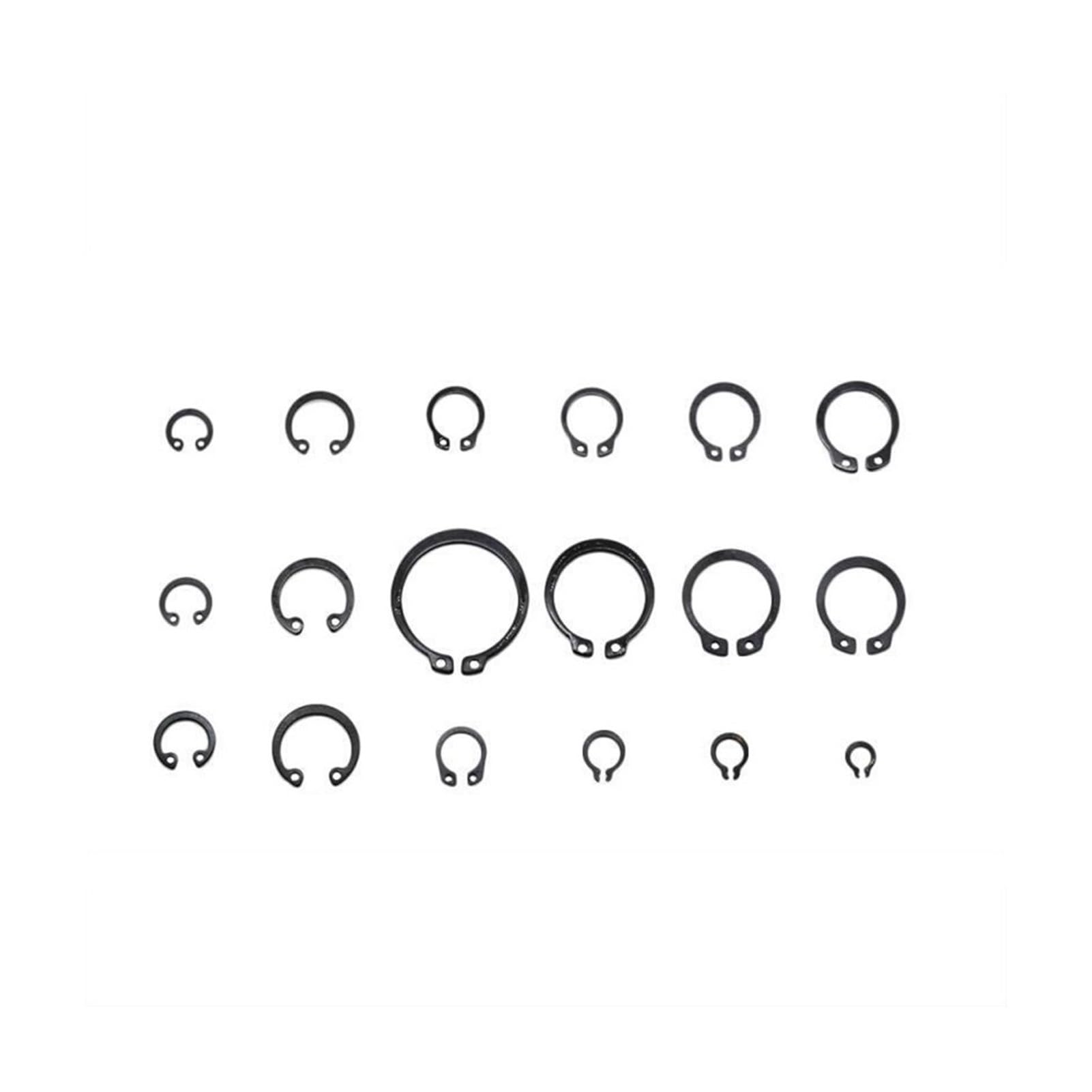 Kit di assortimento di anelli di sicurezza for anelli elastici interni di tipo E da 70 pezzi for moschettone in acciaio al carbonio con foro in acciaio inossidabile