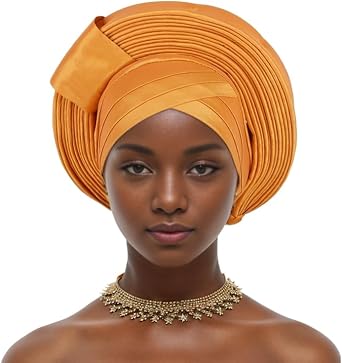 Nigeria Raw Silk Auto Geles Wedding Head Wraps Headwear Female Headbands African Headtie Hat Womens Already Made Head Tie