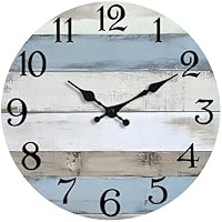 JoFomp 6 Inch Wooden Wall Clocks Battery Operated, Silent Wall Clock Non Ticking, Coastal Country Design Rustic Wall Clocks for Living Room Decor, Small Wall Clock for Bedroom Kitchen Bathroom