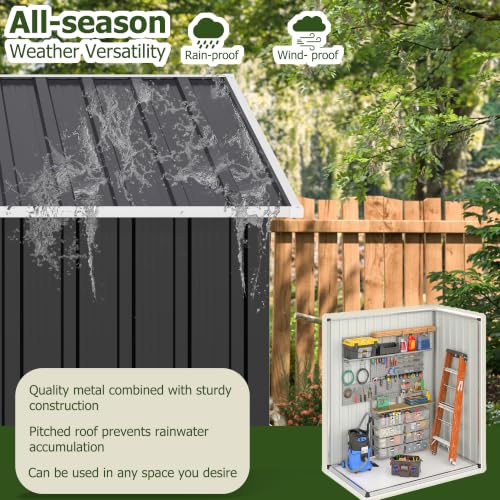 Image of Polar Aurora Outdoor Storage Shed 5 x 3 FT Black | Metal Garden Shed with Updated Frame Structure, Tool Sheds for Backyard Garden Patio Lawn