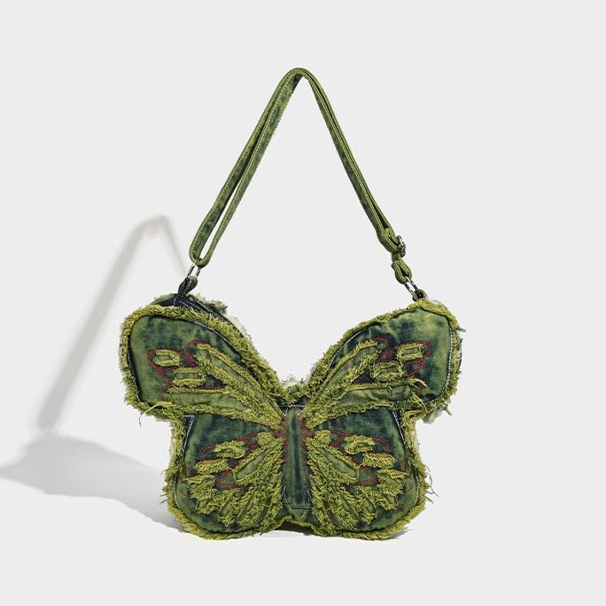 Butterfly Shape Bag Denim Purses for Women Big Shoulder Bags Novelty Grunge Backpack Butterfly Purse2