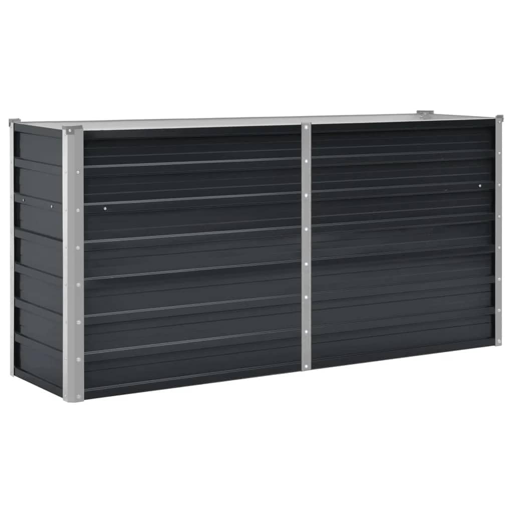 vidaXL Garden Raised Bed Open Bottom Outdoor Patio Lawn Flower Pot Plant Basket Raised Bed Anthracite 160x40x77cm Galvanised Steel