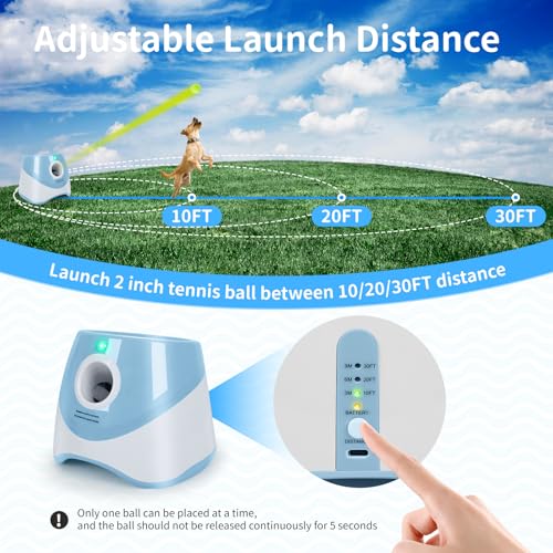 Orifesio Ballwurfmaschine für Hunde, Ballmaschine Hund mit 6 Tennisbälle, Interaktives Hundespielzeug Elektrisch für Kleine Hunde, Hund Tennis Ballmaschine für Innen und Außen