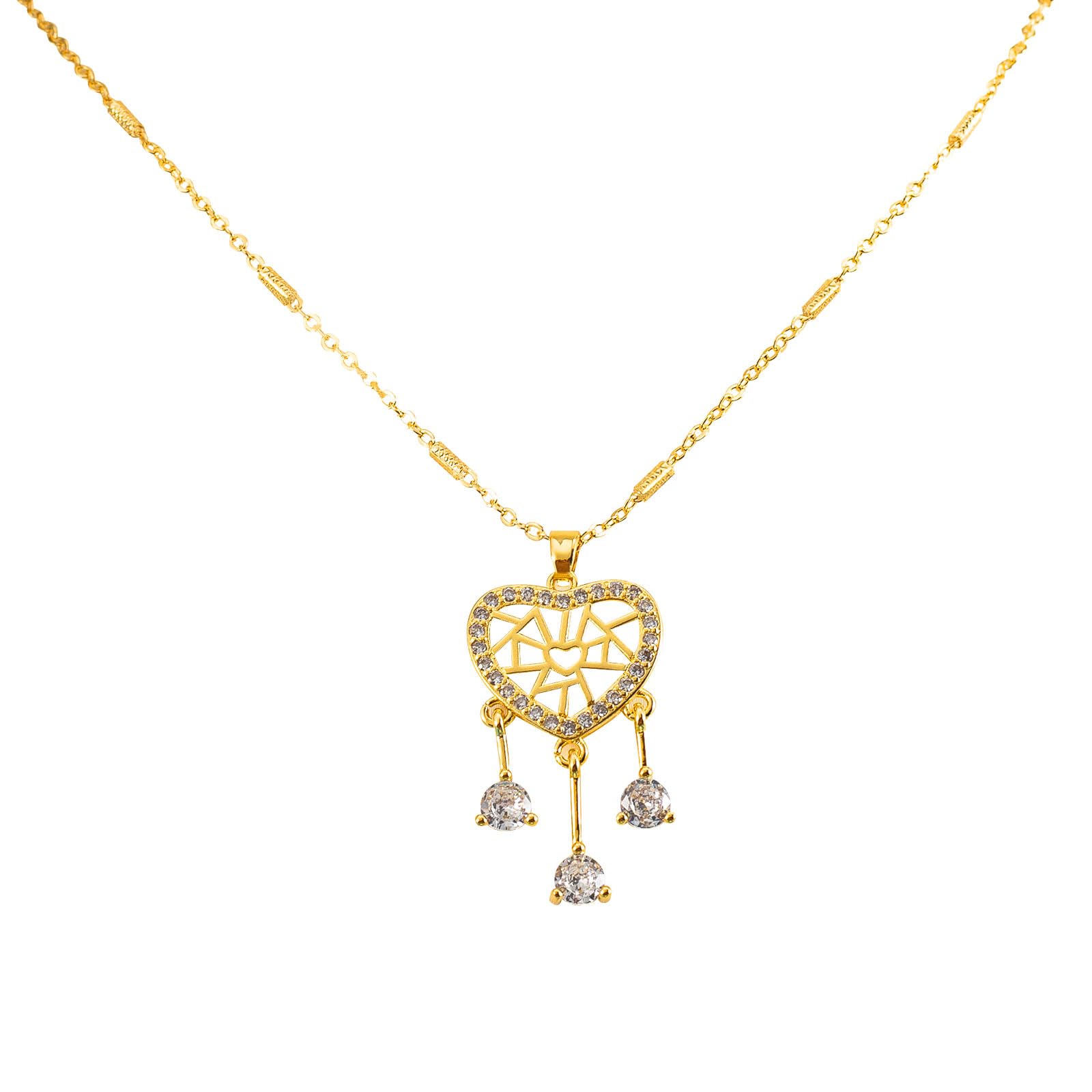 EFFAN Love Heart Necklaces for Women Zirconia Pendant Chain Jewelry Gift for Wife Mom 14K Gold Plated, Gold Plated