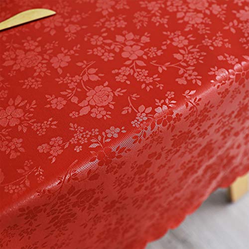 Image of Smiry Rectangle Table Cloth, Waterproof Heavy Duty Vinyl Tablecloths, Wipeable Washable Table Cover for Kitchen and Dining Room (Red, 54 inch X 108 inch)