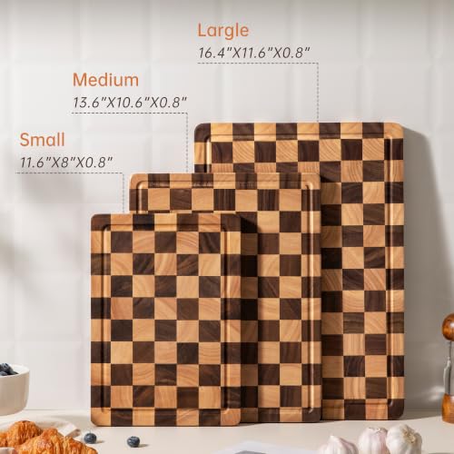 Set de 3 tablas de cortar de madera con asas y ranura miniatura 7