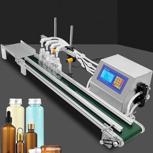 DDZJTPP Máquina Llenadora Automática De Líquidos, Máquina Llenadora De Botellas De 4 Cabezales con Cinta Transportadora, Línea De Producción Automática, Llenado Cuantitativo De 10-5000 Ml,4H3200