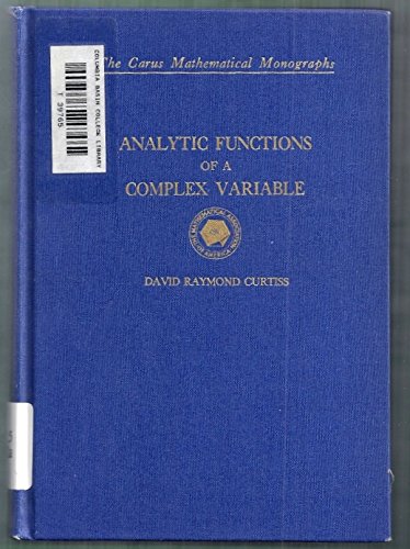 Analytic Functions of a Complex Variable. [Unknown] B000I9DTXI Book Cover
