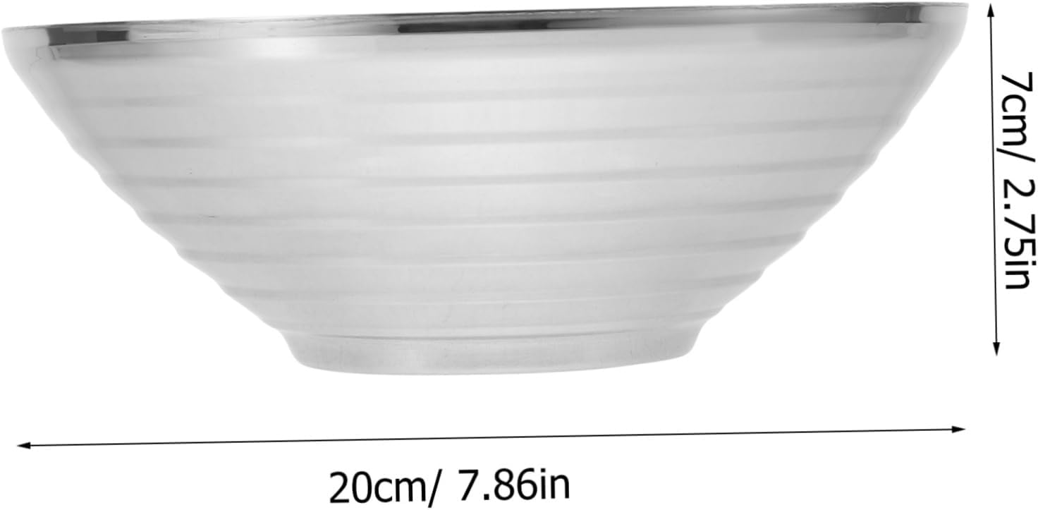 PRETYZOOM Stainless Steel Ramen Noodle Mixing Bowl for Salad and Dinner
