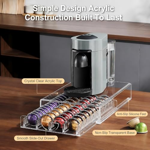 Image of Nespresso Pod Holder Drawer Organizer for Vertuo Pods,Coffee Pod Organizer