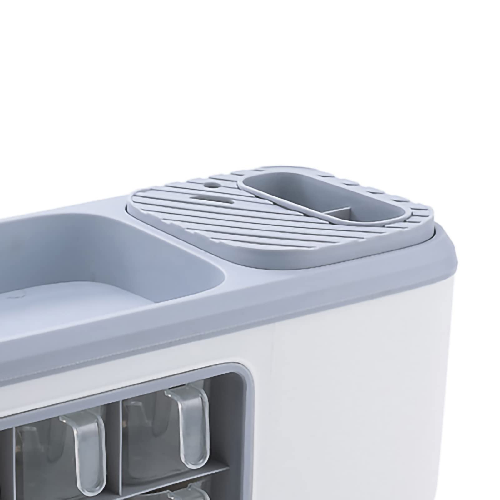 SIXRUN Caja de Almacenamiento para Botellas de Condimentos, Organizador de Especias de PP, Estante de Doble Capa con Soporte para Cuchara para Cuchillos, Encimera de Gran Capacidad, Ahorro de (L Gris)