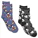 Mickey Mouse Womens 2 pack Socks (9-11 Womens (Shoe: 4-10), Crew Blue/Grey)