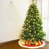 Salcar 2025新型 LED クリスマスツリーライト 1.5M×8本 200球 USB式 タイマー付き 被せるタイプ 大型ツリー対応 電球色