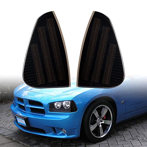 Anzios Full LED Squential Flashing Front Smoked Turn Signal Side Marker Lights Corner Lamp Replacement For 2006-2010 Dodge Charger