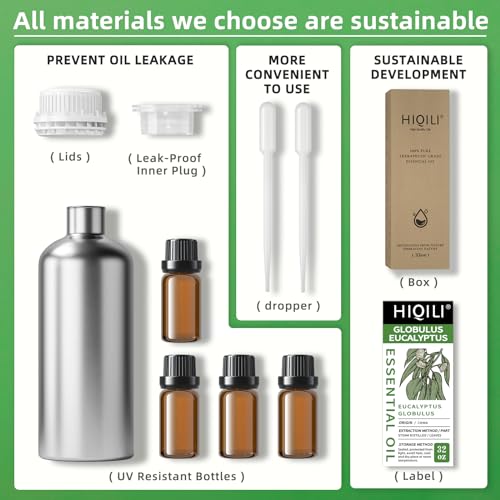 Image of HIQILI Eucalyptus Essential Oil for Spray, Diffuser & Skin, 100% Pure Undiluted - 32 Fl Oz