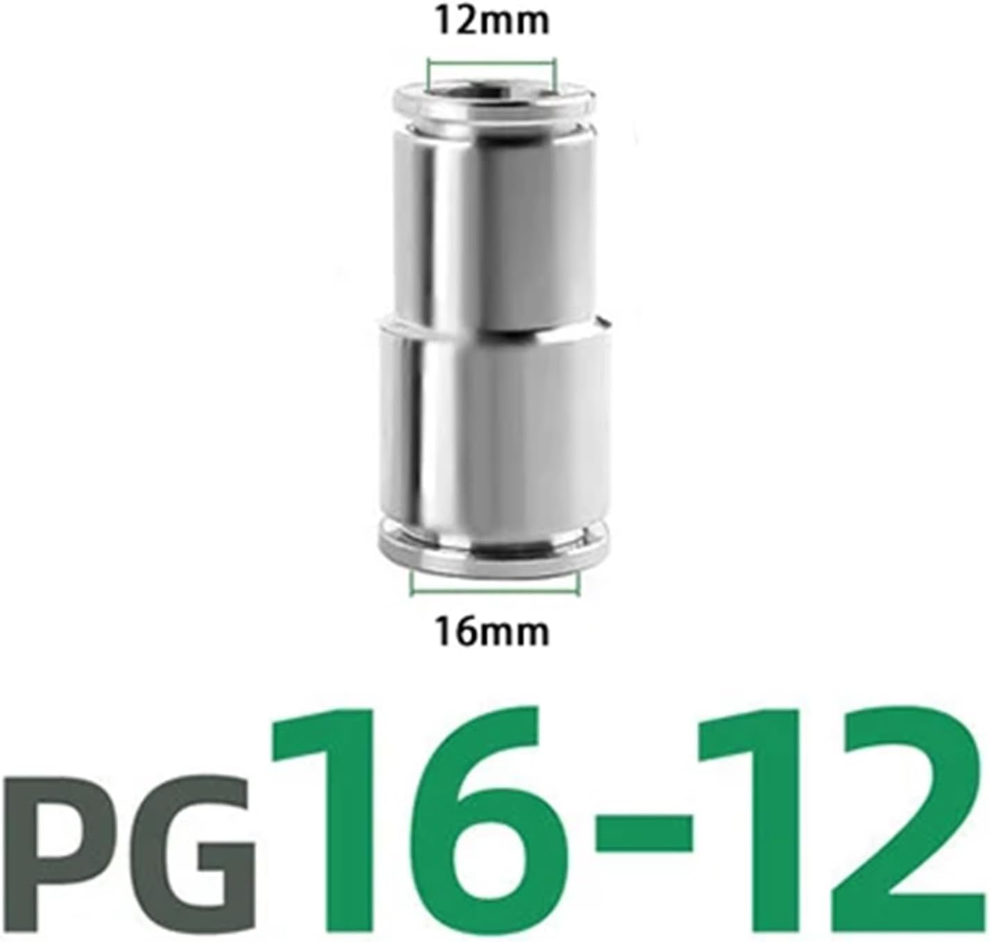 Quick Connect Air Hose Fittings, 2PCS PU PG Pneumatic Quick Connector Hose Air Pipe Connection 4-16mm Straight Reducing(PG16-12)