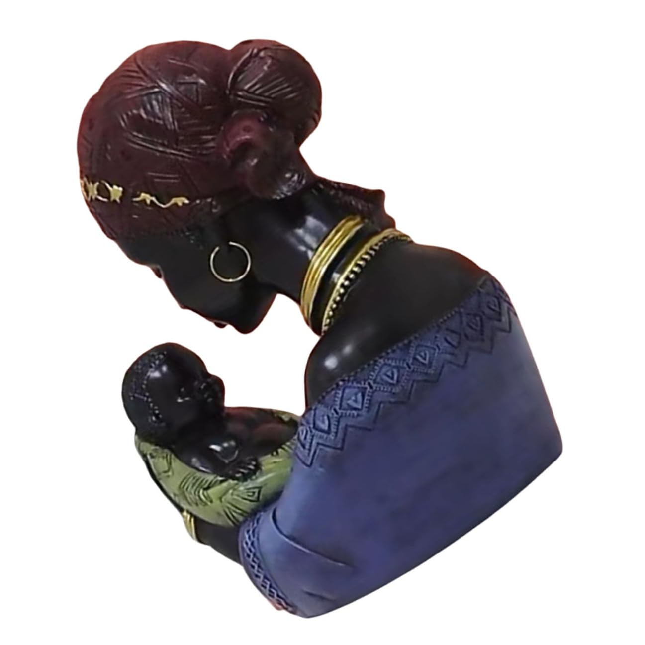 Ornement Culturel Statue Résine Mère et Fils Africaine, Sculpture Bureau