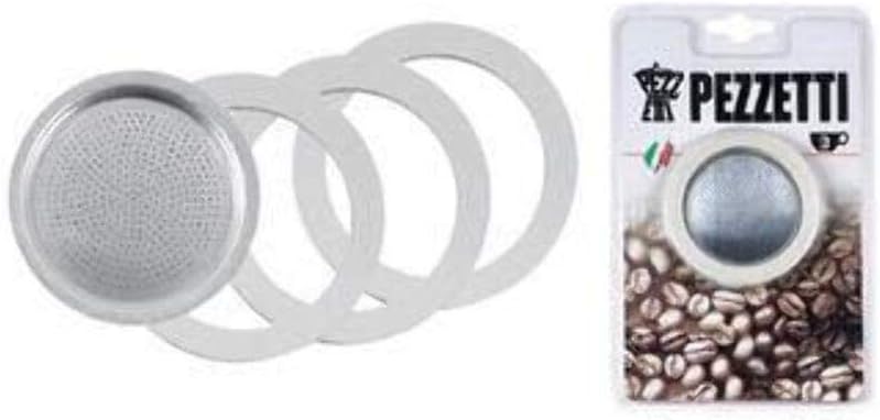 Pezzetti6 Cup Washers and Filter Moka Pot, White