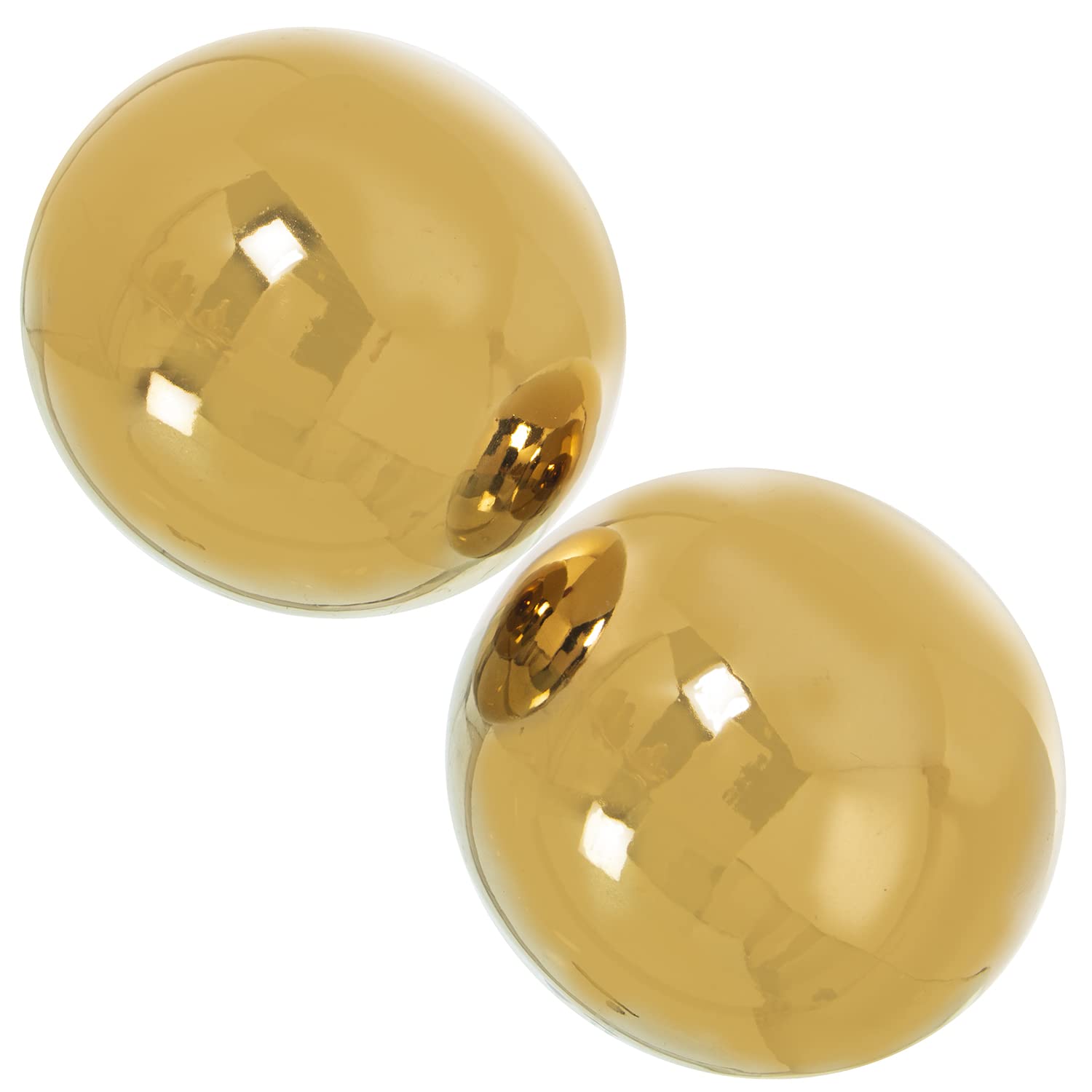 Boules en céramique couleur or DRW lot de deux sphères déco maison