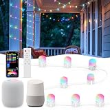 Smart Outdoor String Lights 76FT with 200 LEDs, IP65 Waterproof Patio Lights, 110+ Scene Modes Christmas Lights for Porch Garden Yard Party Holiday Everyday Decor, Alexa/Google Assistant Compatible