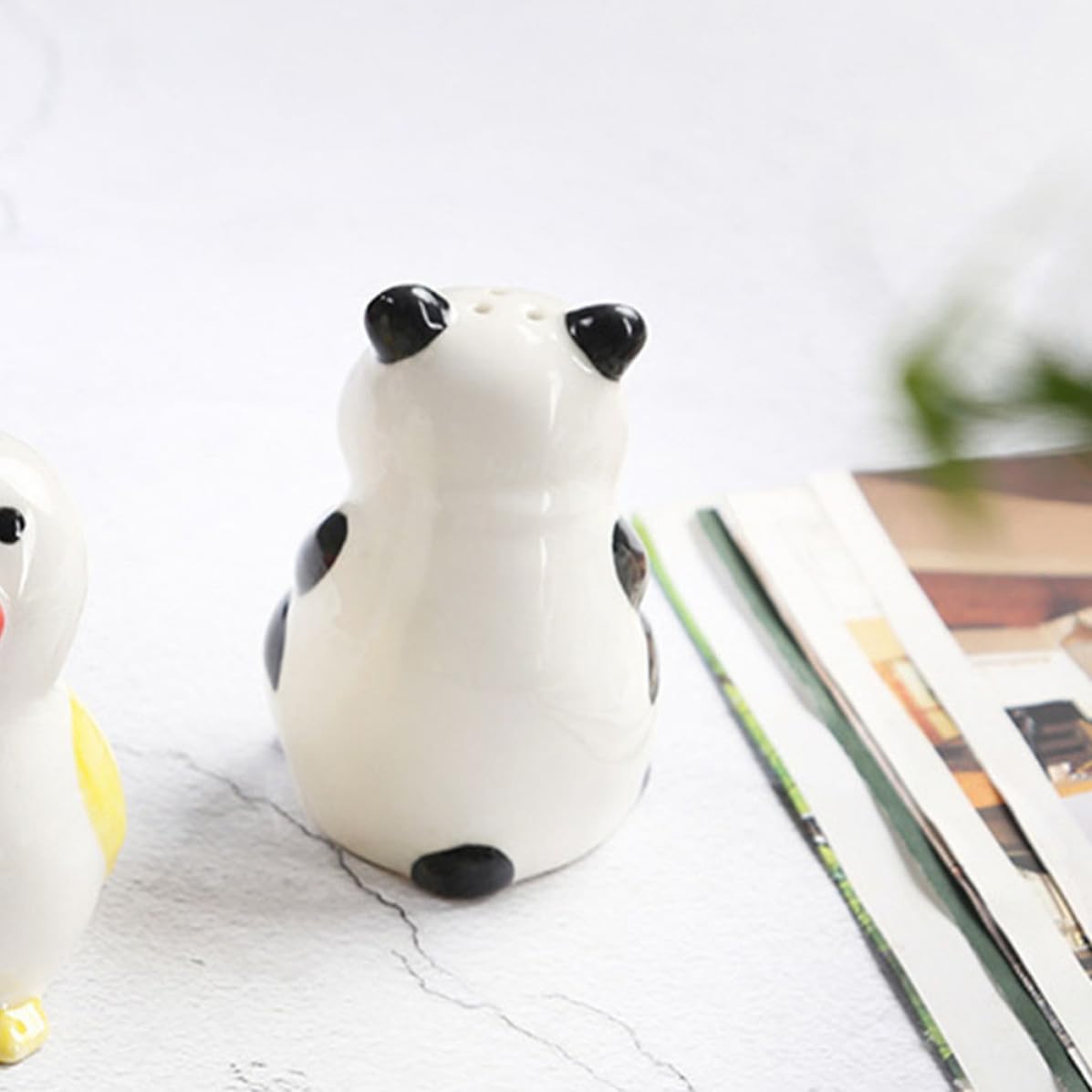 Ceramic Panda Pepper Shaker Xmas for Seasoning and Spice Storage